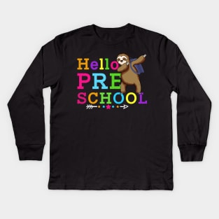 Sloth Hello Preschool Tshirt Teachers Kids Back to school Gifts Kids Long Sleeve T-Shirt